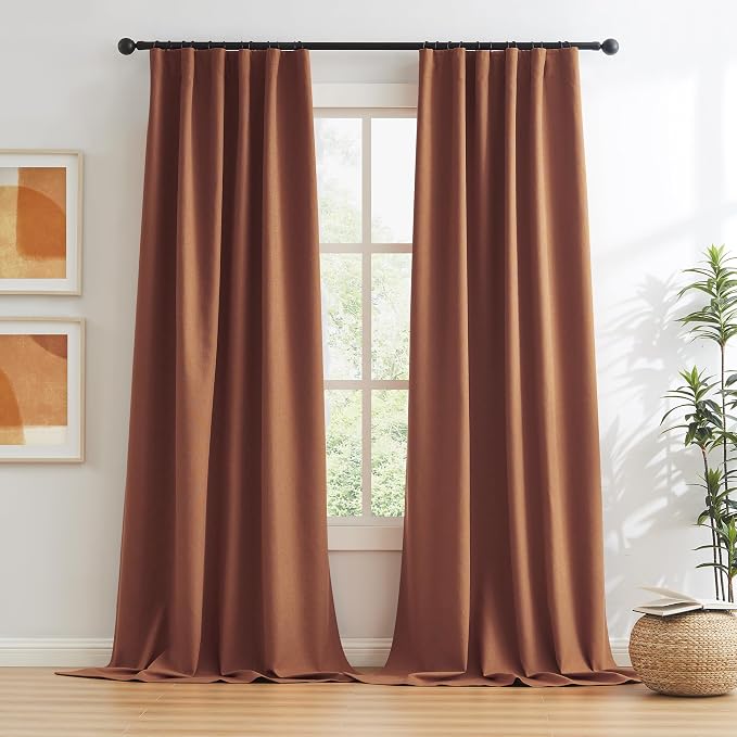 Rust Colored Blackout Curtains 108 Inch Length 9 FT Inches Long - Image 2