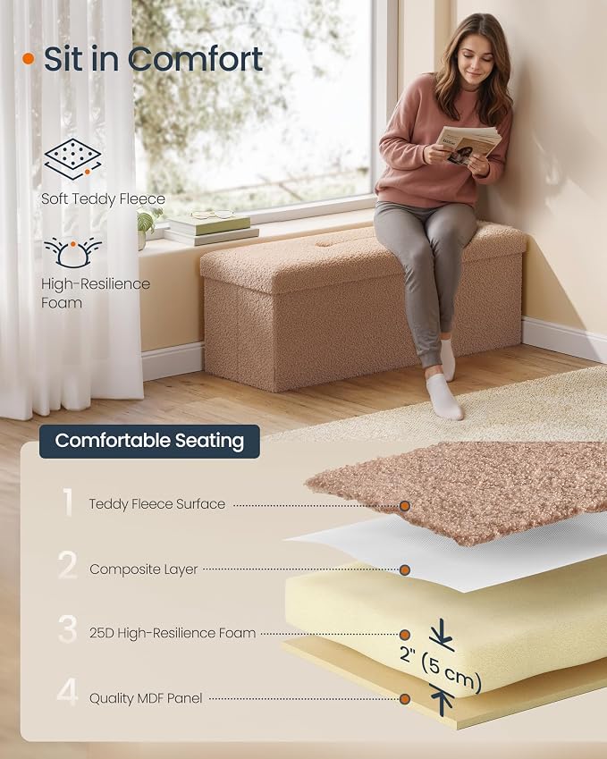 SONGMICS Storage Ottoman Bench, Storage Chest, Foot Rest Stool, End of Bed Bench - Image 4