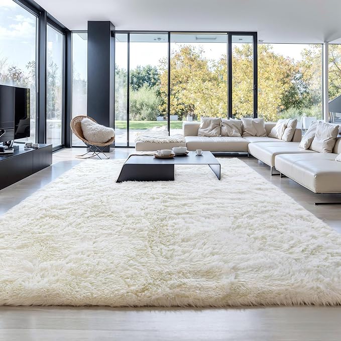 6x9 Thick Cream White Shag Rug for Bedroom, Soft Plush Fluffy Carpet | Ivory - Image 6
