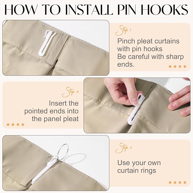 Etherealveil Taupe Pinch Pleated Blackout Curtains 2 Panels 40"x112" | Back Tabs - Image 8