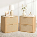 NightStand Set of 2, 23.11" W Rattan Nightstand by LogMith