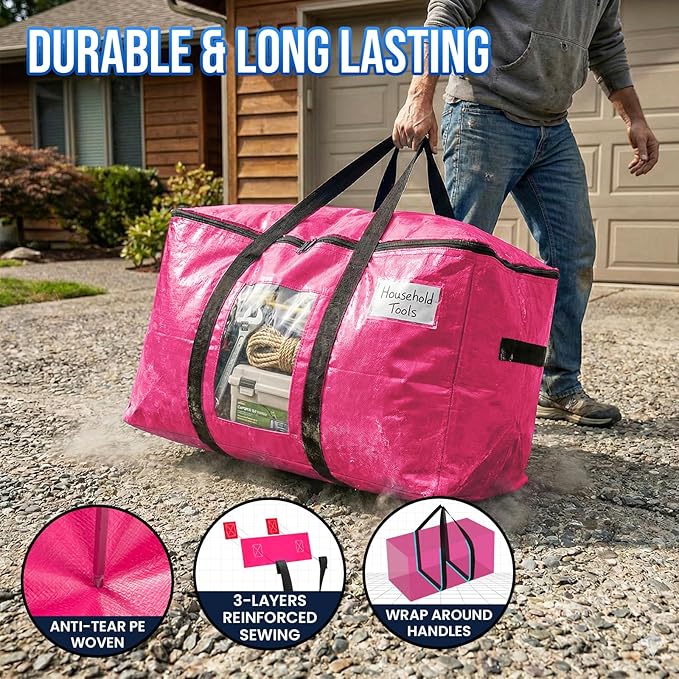 TAILI 6 Pack Pink Extra Large Moving Bags, Storage Bags - Image 3