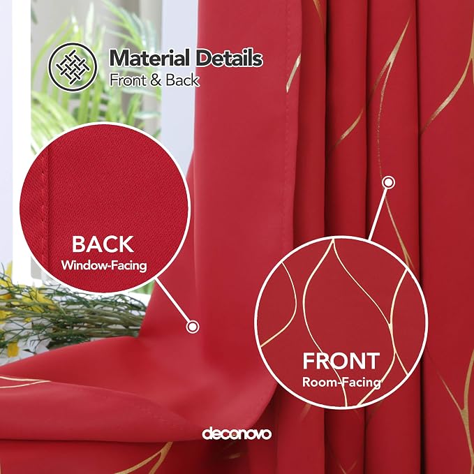 Deconovo Curtains for Living Room, Pattern Blackout Curtains 54 Inches Long | - Image 5