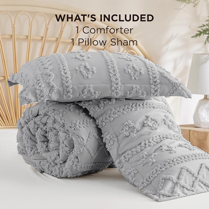 Bedsure Tufted Boho Comforter Set Twin Size - Image 8