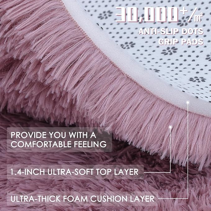 OLANLY 3x5 Machine Washable Small Bedside Rug, Soft Fluffy Shaggy Rugs - Image 8