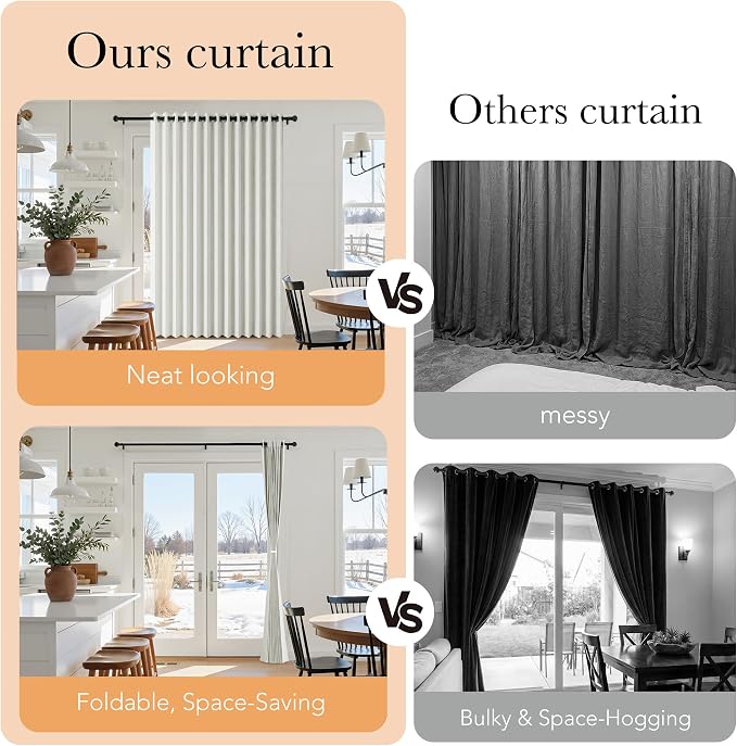 RYB HOME Accordion Style Closet Curtains 100% Blackout | Curtain - Image 7