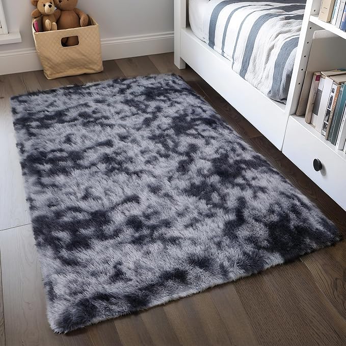 4x6 Dark Grey Fluffy Shag Rug for Bedroom, Plush Washable Carpet | Area Rug for - Image 9