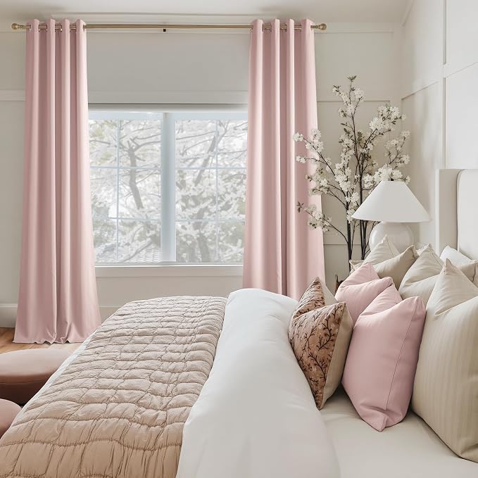 NICETOWN Blush Pink Room Darkening Curtains 72 Inches Long 2 Panels - Image 2