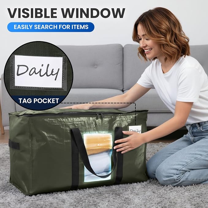 TAILI 4 Pack Green Extra Large Moving Bags, Storage Bag - Image 5