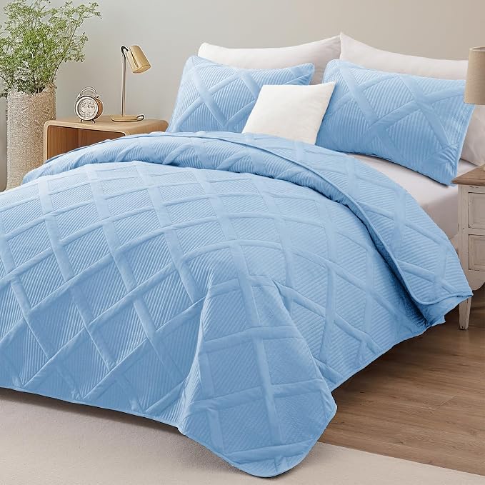 Exclusivo Mezcla Quilt King Size, Sky Blue | Soft Bedspreads - Image 2