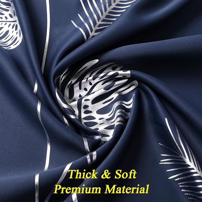 Blackout Curtains Grommet 96 Inches Long Elegant Silver Palm Tree Light - Image 4