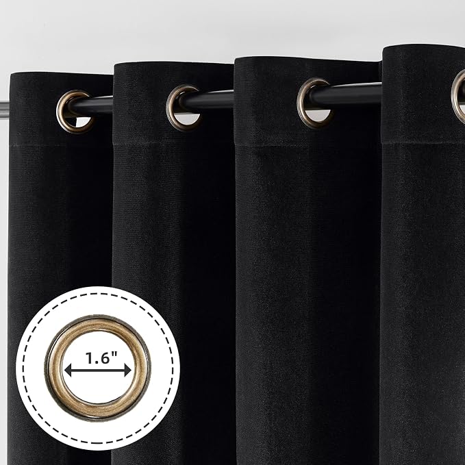 Joydeco 100% Blackout Curtains Velvet Black Out Curtain 120 Inch Drapes | - Image 6