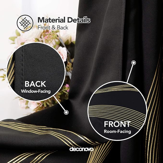 Deconovo Curtains for Living Room, Pattern Blackout Curtains 95 Inches Long | - Image 6