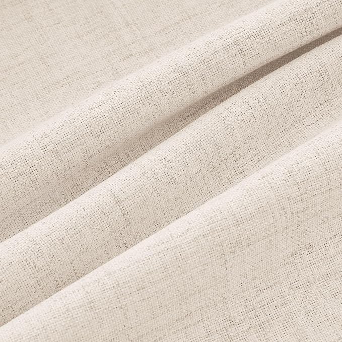 MIULEE 100% Blackout Linen Curtains 42 x 84 Inch Cream Beige 2 Panels | Thermal - Image 9