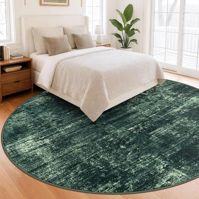 Abstract Round Area Rug 8 Ft Washable Circle Rugs Large Round Rug Non Slip Thin - Image 9