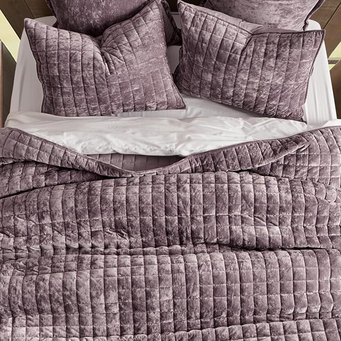 RECYCO Channel Box Stitch Velvet Quilt Set, Twin/Twin XL Size, Luxury Oversized - Image 3