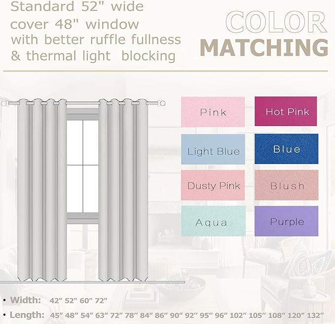 KOUFALL Nursery Curtains Girl Boy Blackout Light Blocking Room Darkening Shades - Image 2