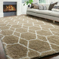 Large Area Rugs for Living Room, Fluffy 7x10 Beige and White Thick Floor Rug by ONASAR