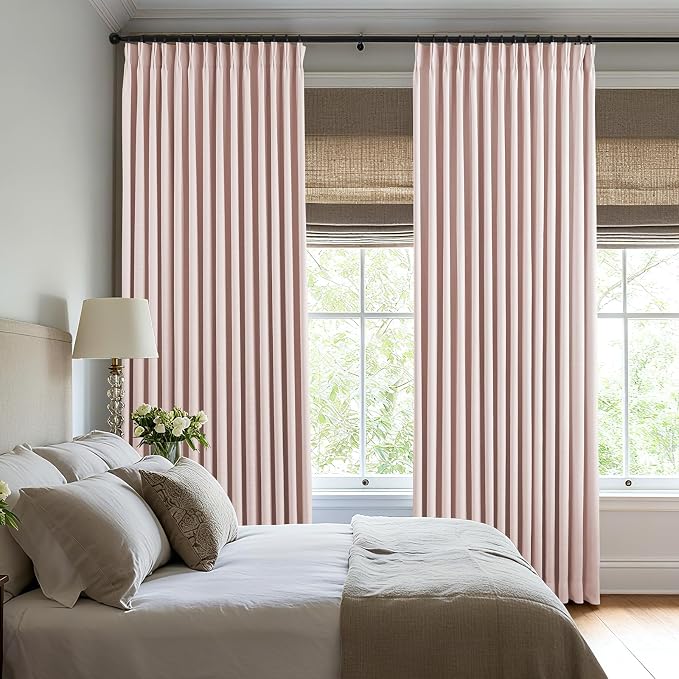 Pinch Pleated Linen Curtains 100% Blackout 102 Inches Long - Image 4