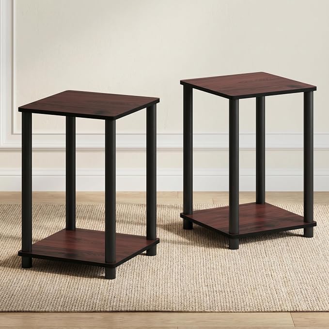 Furinno Turn-N-Tube Toolless Assembly Side Table Set of 2, Stackable 2-Tier by Furinno-FitsYourSpaceFitsYourBudget