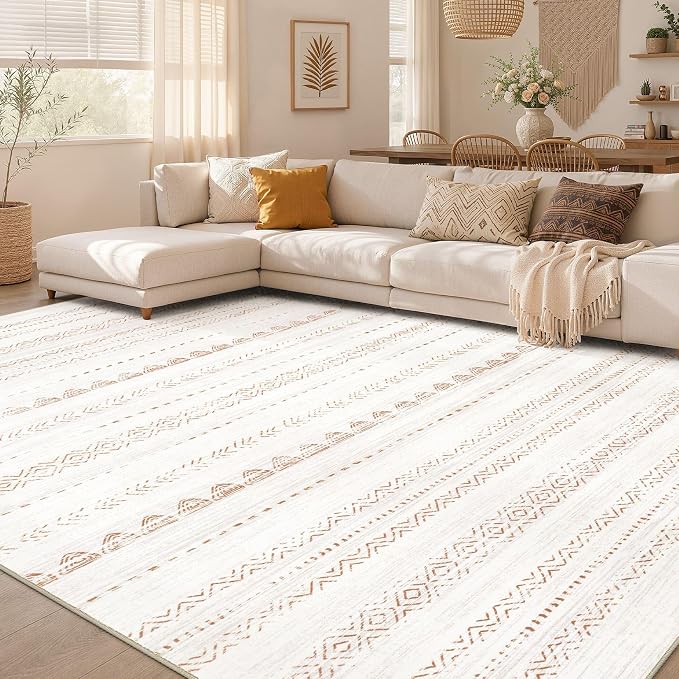 Nakagishi Boho 8x10 Area Rug Living Room Rugs Machine Washable Brown | Soft by NakagishiAreaRug