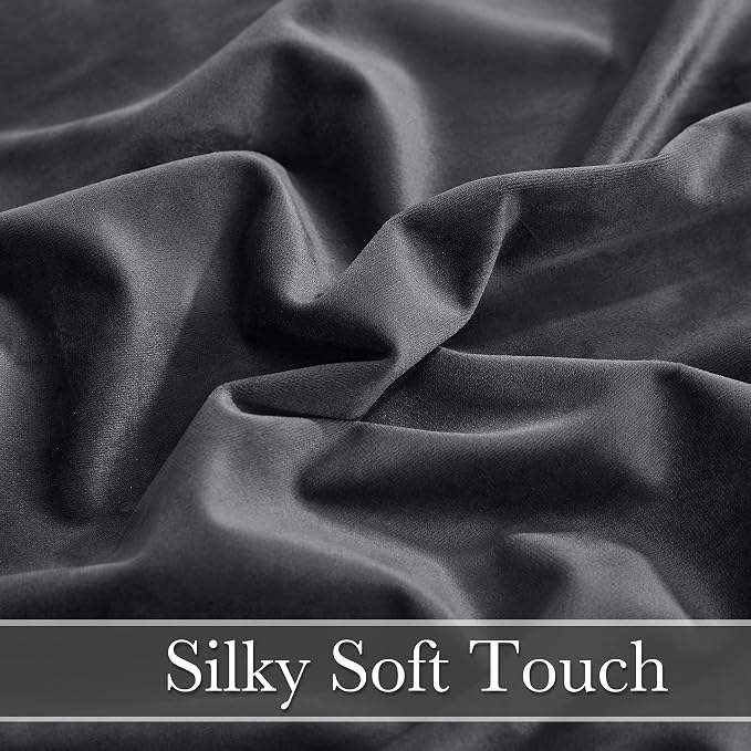 RYB HOME Grey Velvet Blackout Curtains 96 inches - Image 5