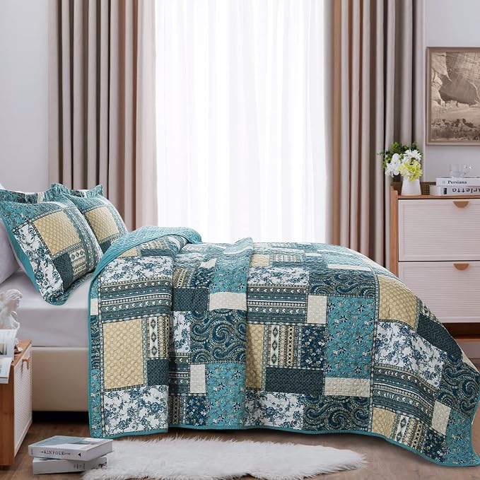 BEDIFANY Farmhouse Queen Size Quilt Sets, 100% Cotton Cover Queen Coverlet | - Image 3
