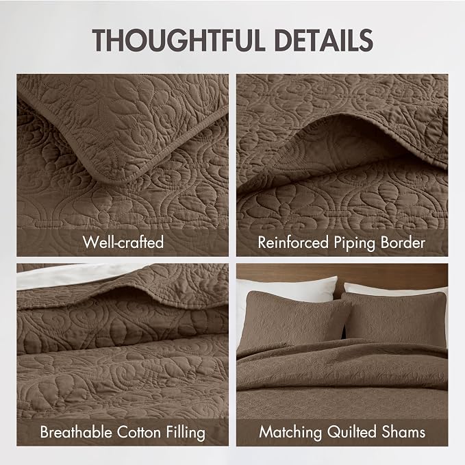 Madison Park Queen Quilt Bedding Set, Cottage-Inspired Damask, Classic Stitch - Image 4