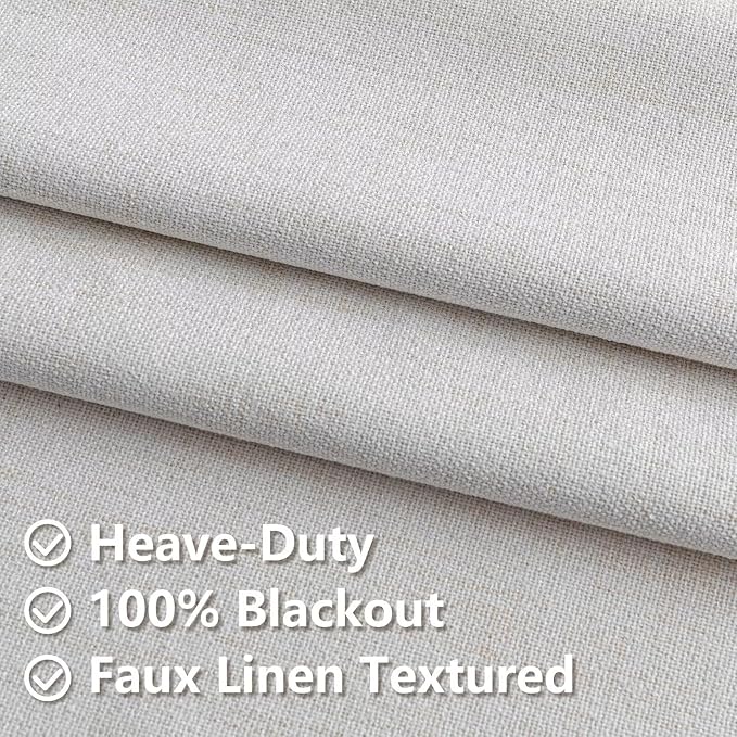 100% Blackout Curtains 108 inch Length 2 Panels Faux Linen Long Drapes - Image 4