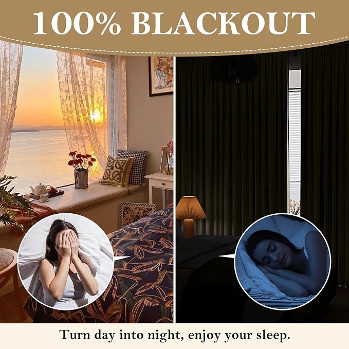 RYB HOME Blackout Curtains 108 inches Long, Thermal Insulated Natural Linen - Image 4