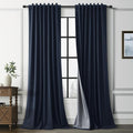 Navy Blue 100% Blackout Linen Curtains by Guken