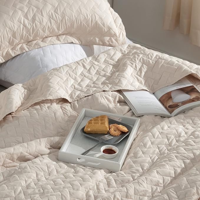 Bedsure Quilts Queen Size, Lightweight Comforter Set, Basket Weave, All-Season - Image 2