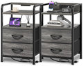 Huuger Nightstands Set of 2, Night Stand, Charging Station, USB-C Ports | 2 by Huuger