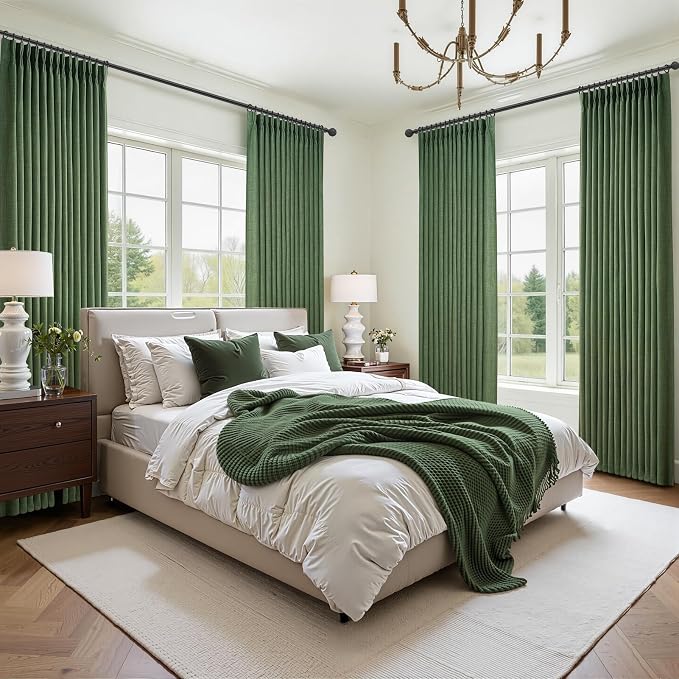 Blackout Dark Green Viral Curtains 90 Inches Long - Image 6