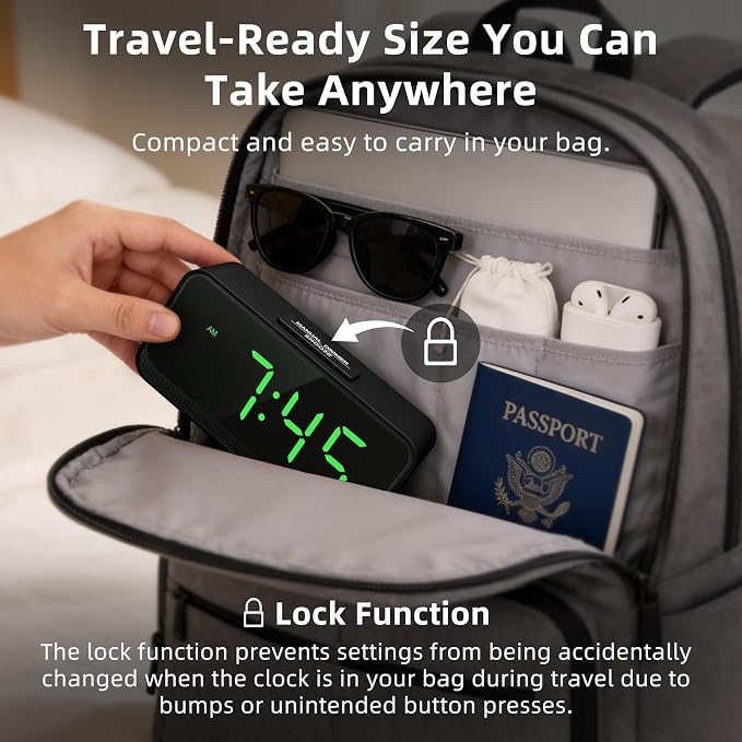 Battery Operated Small Alarm Clock: Compact Cordless Design | Digital Large - Image 4