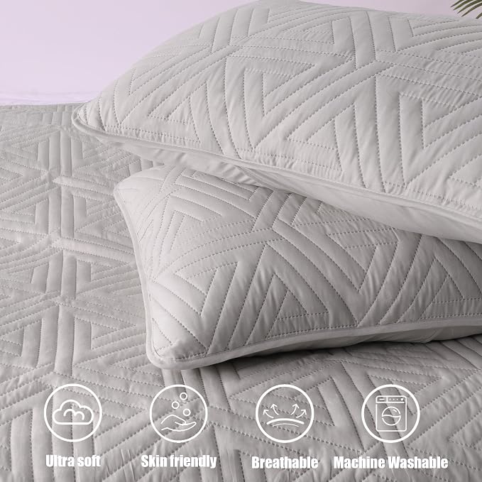 Whale Flotilla Soft Geometric King Quilt Set - Image 8