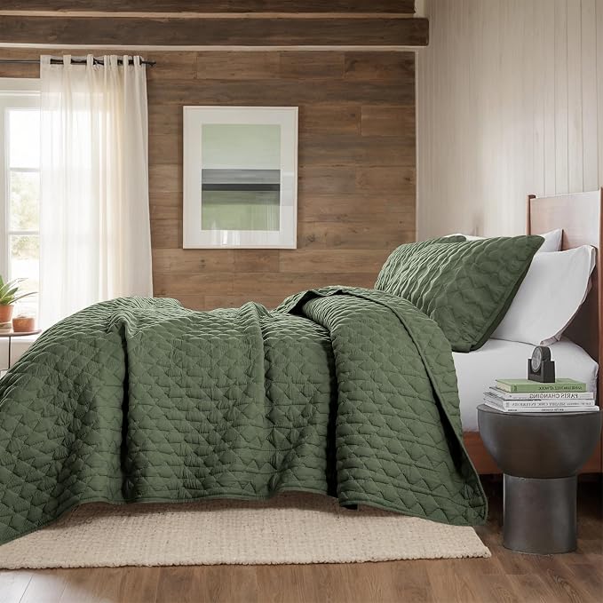 WDCOZY Olive Green Twin Size Quilt Bedding Set - Image 5