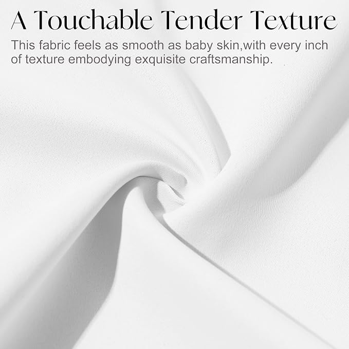Etherealveil Pure White Pinch Pleated Semi Blackout Curtains 2P 60"x84" | Back - Image 8