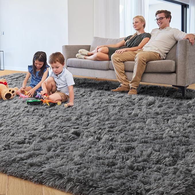 Grey Area Rugs for Living Room Bedroom Rug 5x8 Rugs Soft Plush Fluffy Rug for - Image 2