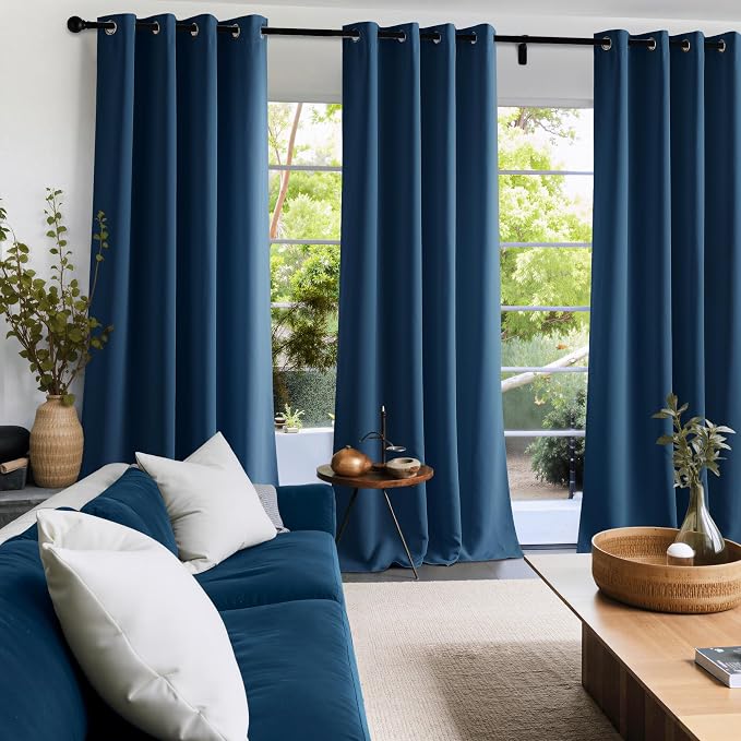 NICETOWN Morrocan Blue Room Darkening Curtains 84 Inches Long 2 Panels - Image 3