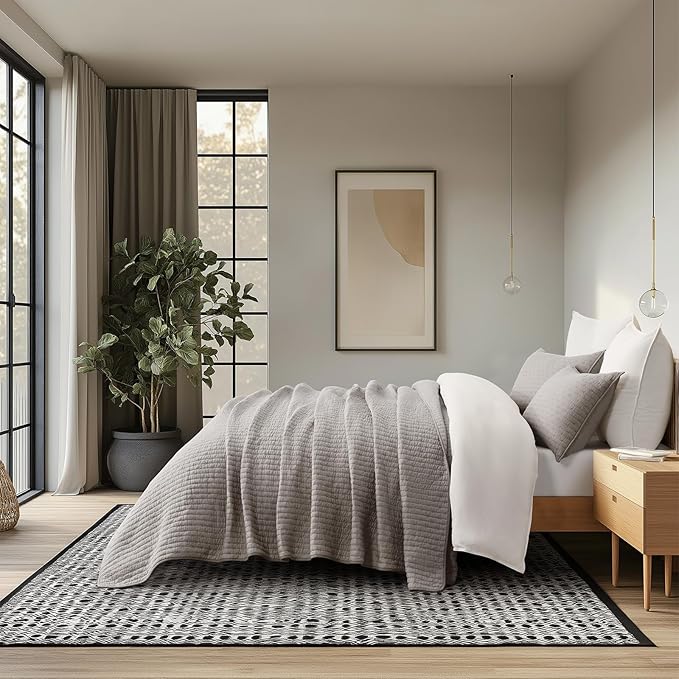 100% Cotton Cross Stitch 3-Piece Quilt Set, Taupe | 100% Cotton, Elegant Cross - Image 5