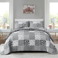 Mybedsoul Black Grey Boho Quilt Set Twin Size Dorm Bedding, 2 Pieces Plaid by Mybedsoul