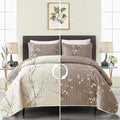 DJY Quilt Set Queen Size, Branch Botanical Bedspread Coverlet, Tan &Cream | by HOME