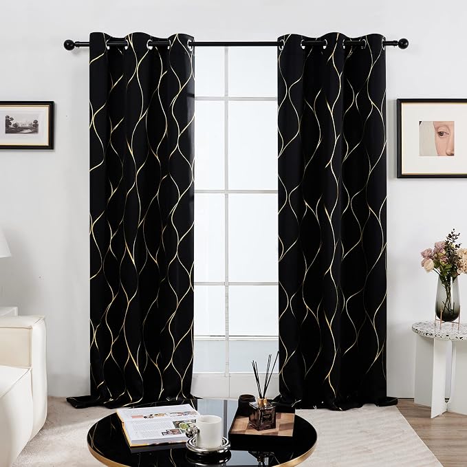 Deconovo Curtains for Living Room, Pattern Blackout Curtains 54 Inches Long | - Image 2