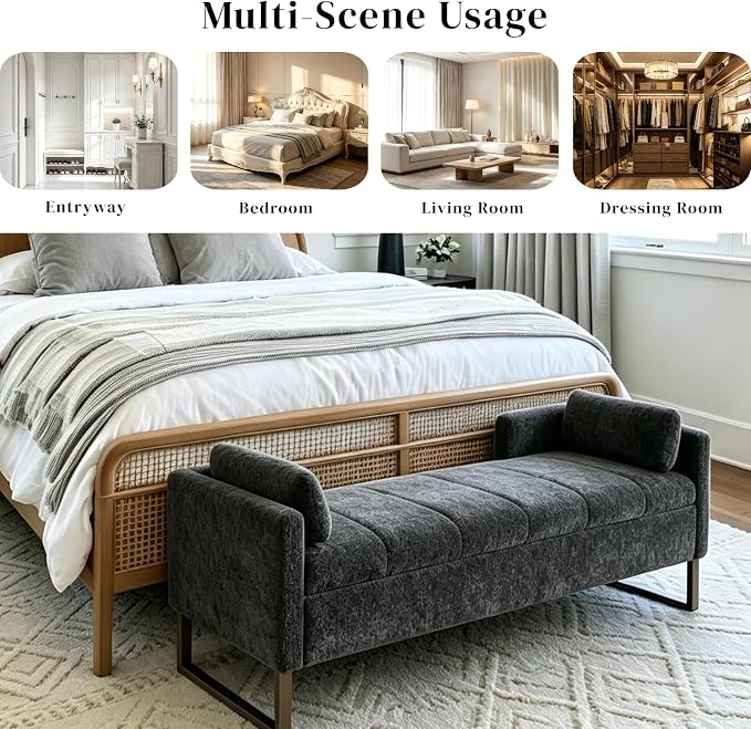 Aoiy & Wifon 63.98" W Storage Ottoman Bench, End of Bed Bench, King Size - Image 8