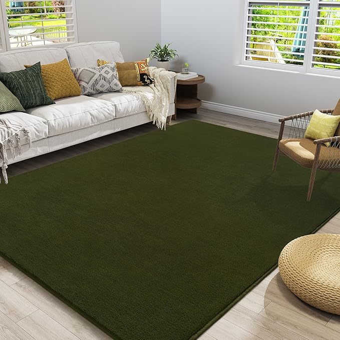 Olive Green Area Rugs for Bedroom Living Room, 6x9 Memory Foam Rug | Thickened - Image 3