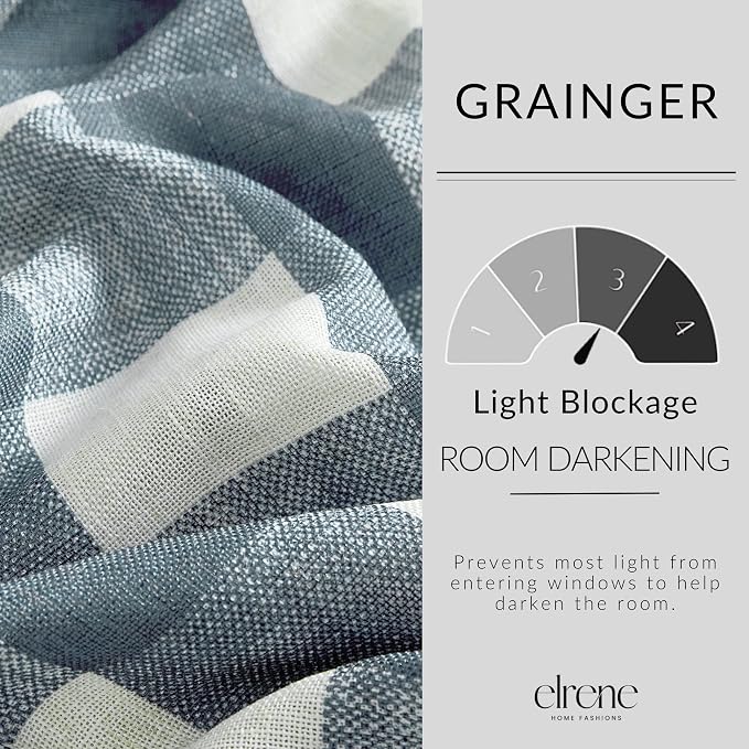 Grainger Buffalo Check Blackout Window Curtain, Chambray - Image 3