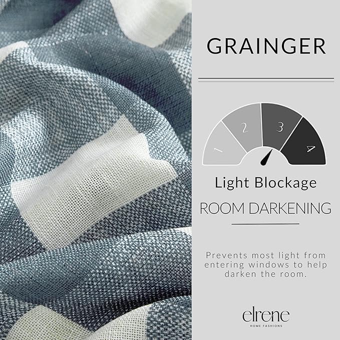 Grainger Buffalo Check Blackout Window Curtain, Chambray - Image 4