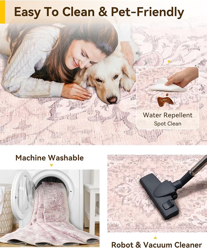 RELEANY Washable Area Rug, Runner 2'x5', Water Repellent, Pet Friendly - Image 6