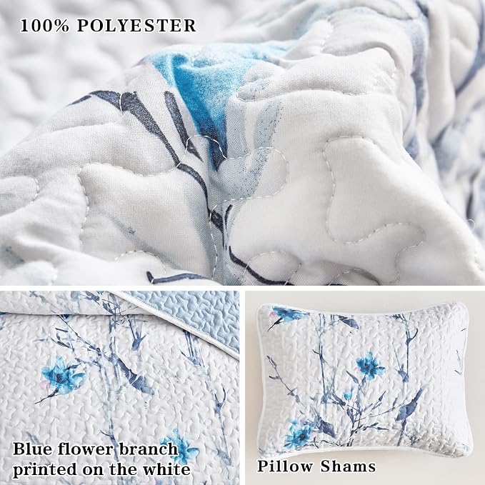 Flysheep Botanical Quilt Set 2 Pieces Twin Size, Soft Microfiber Lightweight - Image 6
